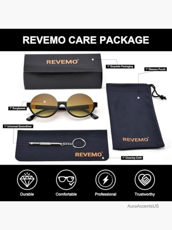 Lightweight Semi-Frame Rimless Round Sunglasses with UV Protection